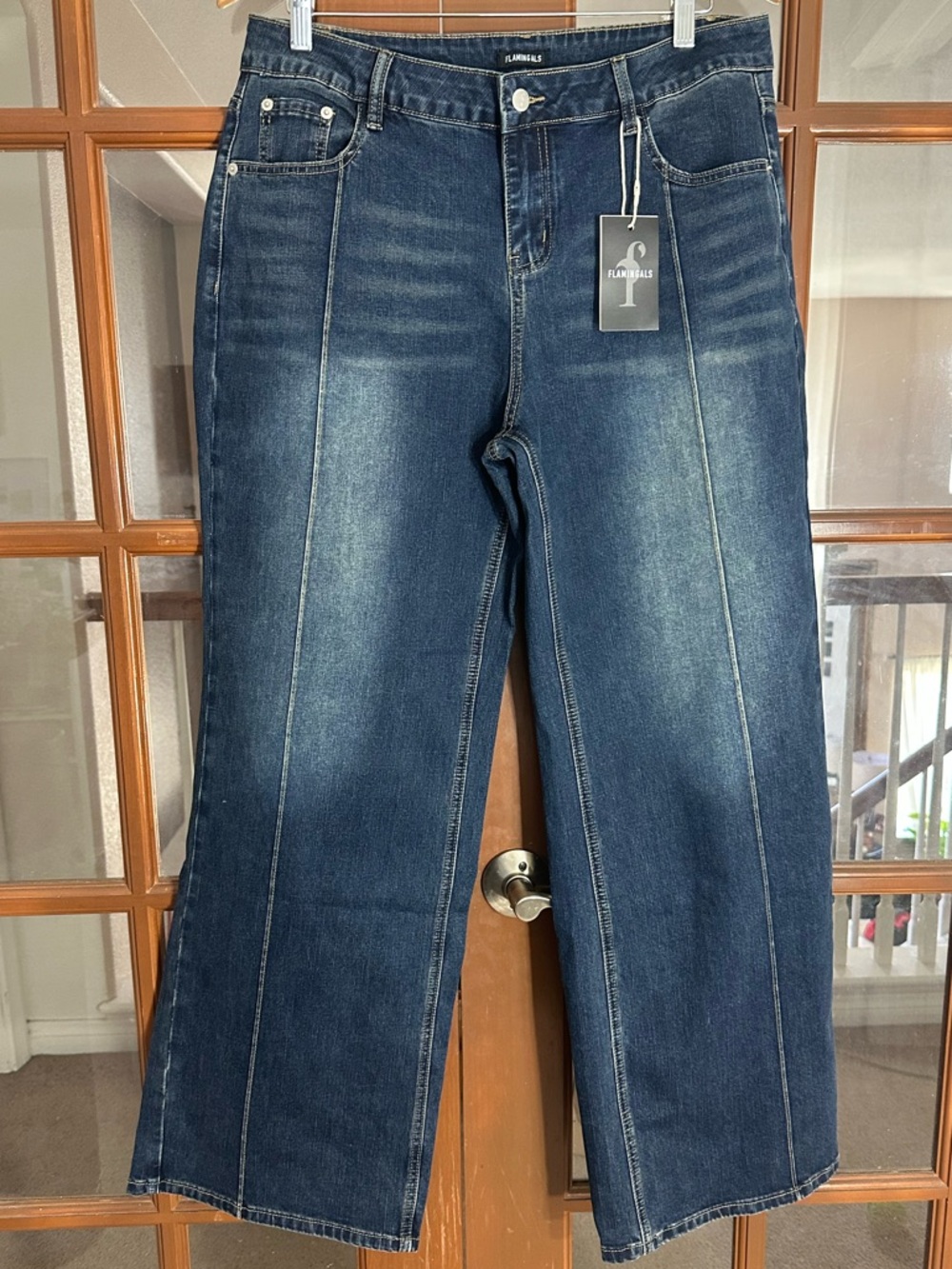 Flamingals Dark Blue Wide-Leg Jeans for Women